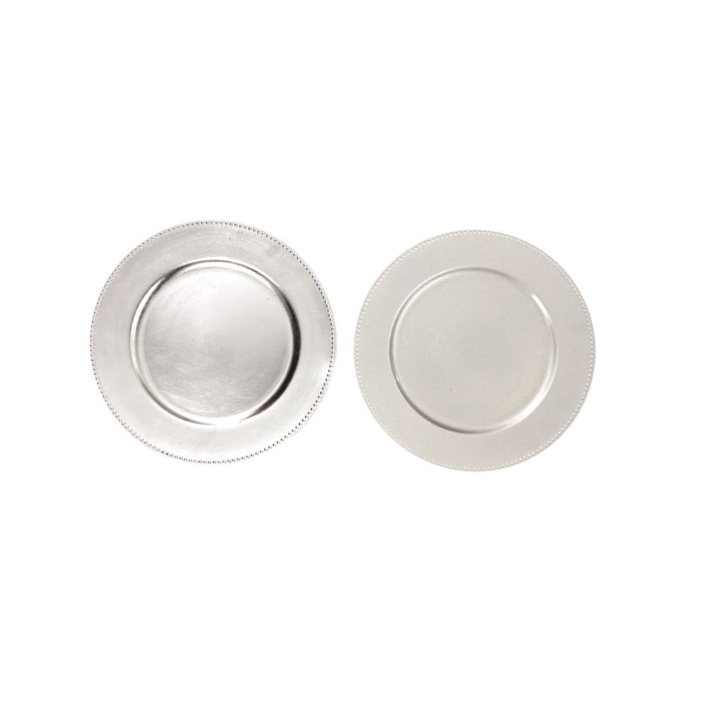 Elegant Silver Beaded Dinnerware Plates